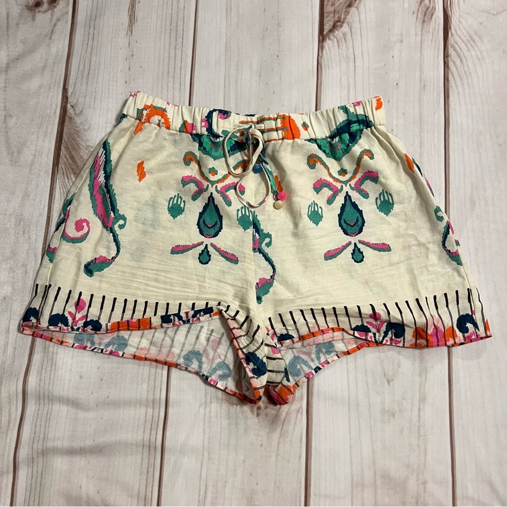 Zara Women's Size Small Printed Linen Blend Shorts Boho Tasseled Paisley